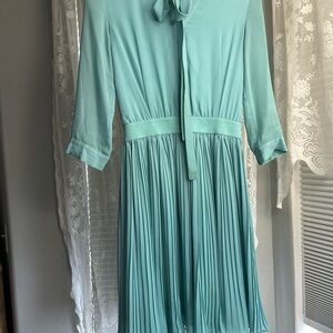 Elegant Teal Pleated Dress